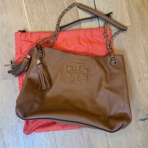 Tory Burch Tan Leather Purse Bag EUC
